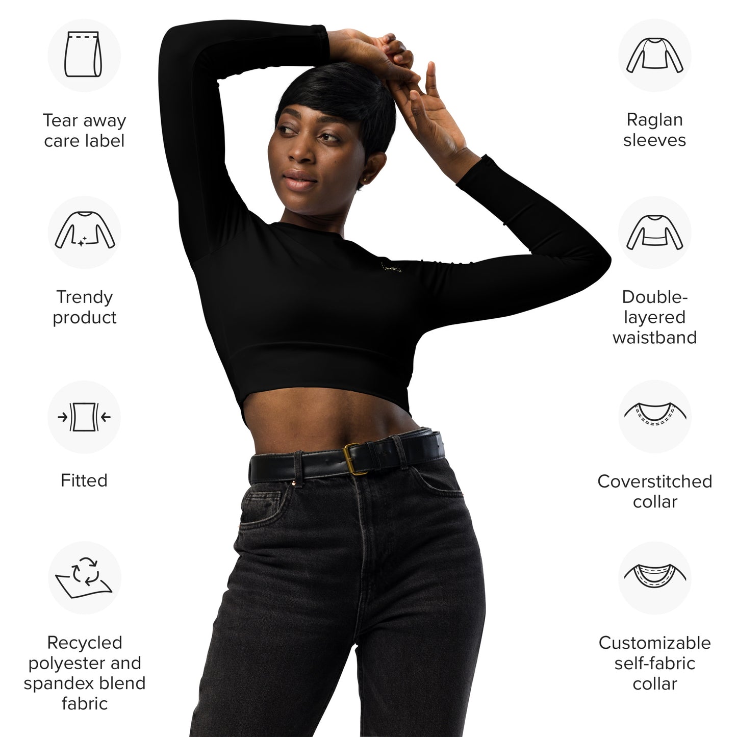 Tripoli Long-Sleeve Crop Tops, Mix and Match